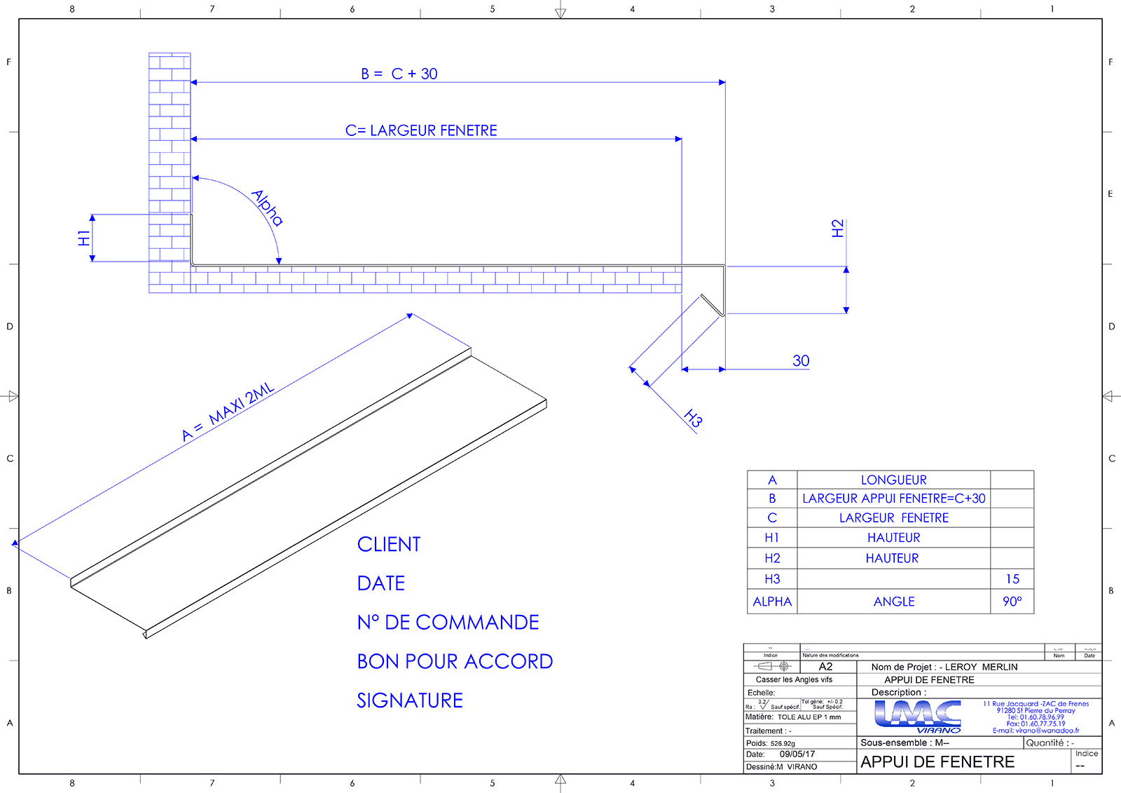 Exemple de plan pour un appui fenêtre Image