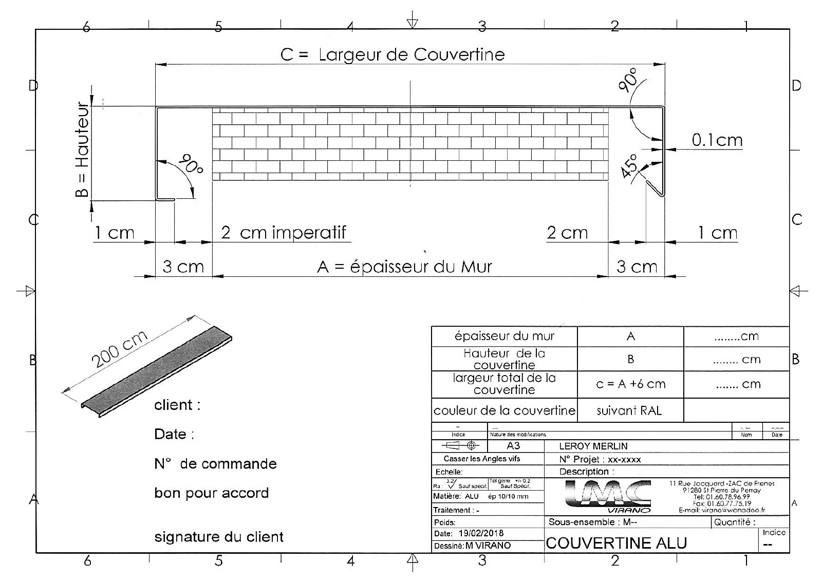 Exemple de plan pour une couvertine Image